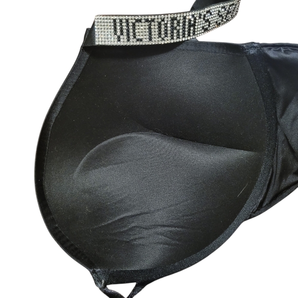 Victoria's Secret black satin Bombshell push-up heavily padded bra- 36DD. D66 - Picture 5 of 9